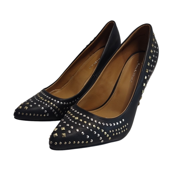 Lane Bryant Women's Black Studded High Heels Point Toe Pumps Shoes Size 10W - Picture 2 of 11